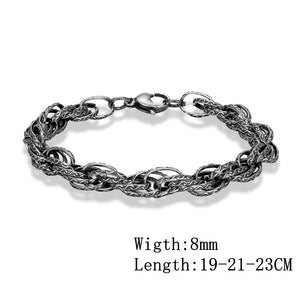 Vintage Oxidized Pattern Link Chain Bracelet for Men