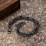 Vintage Oxidized Pattern Link Chain Bracelet for Men