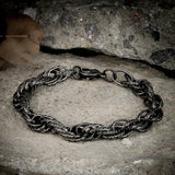 Vintage Oxidized Pattern Link Chain Bracelet for Men