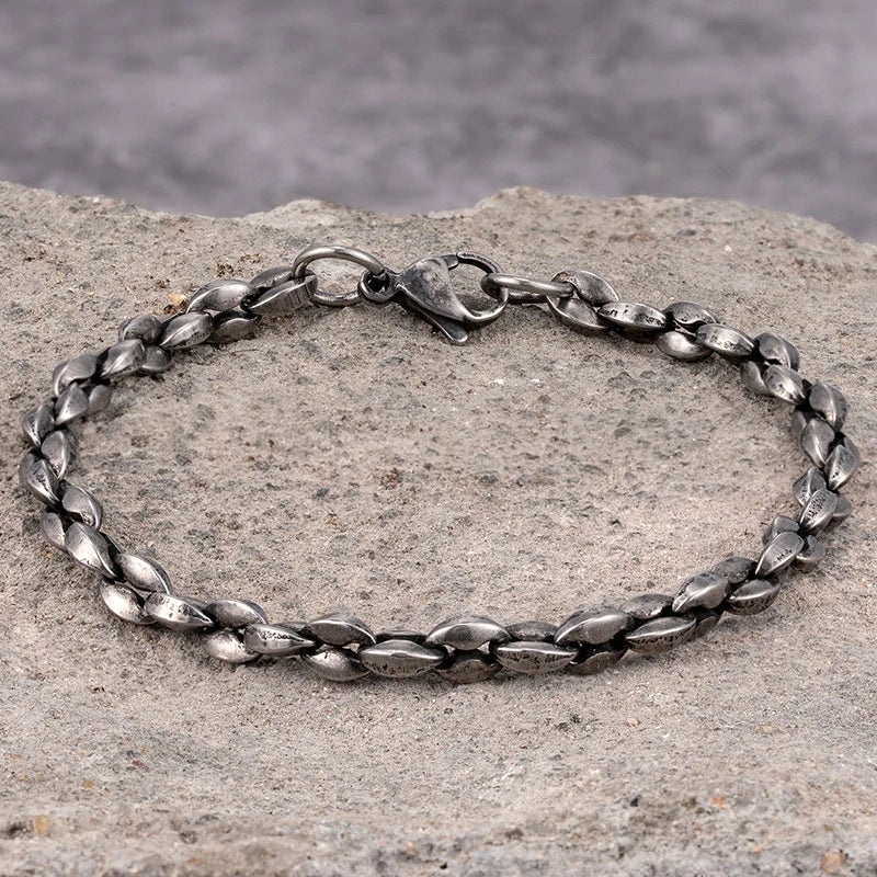 Vintage Punk Chain Bracelet for Men Stainless Steel Antique Cubic Chain