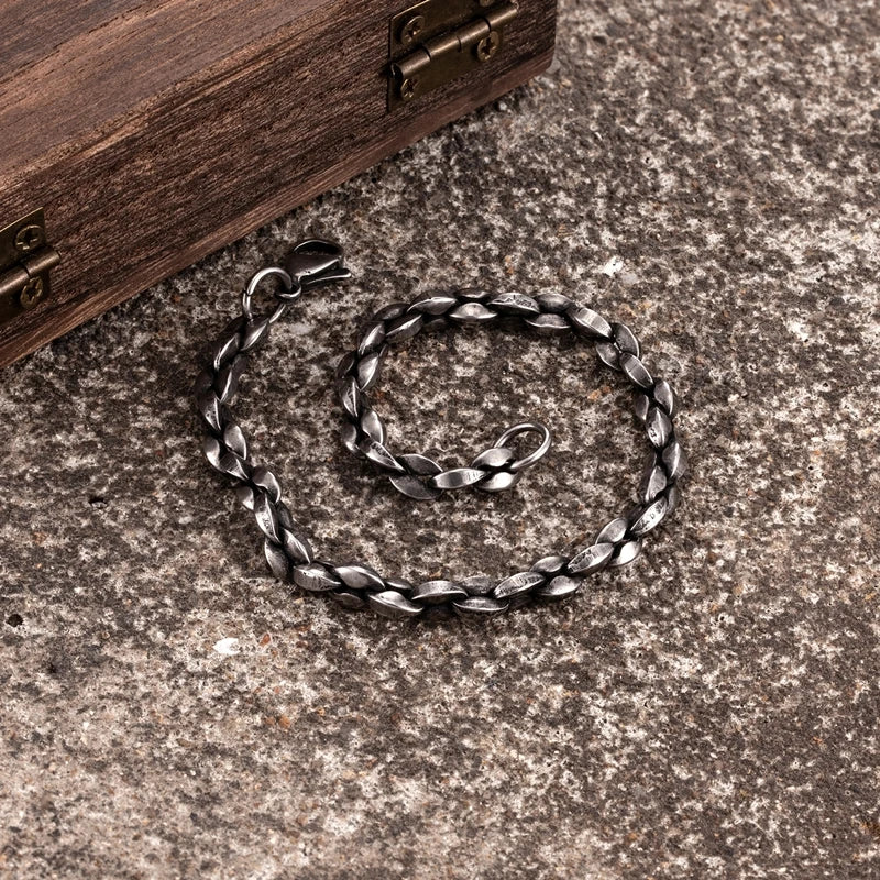 Vintage Punk Chain Bracelet for Men Stainless Steel Antique Cubic Chain