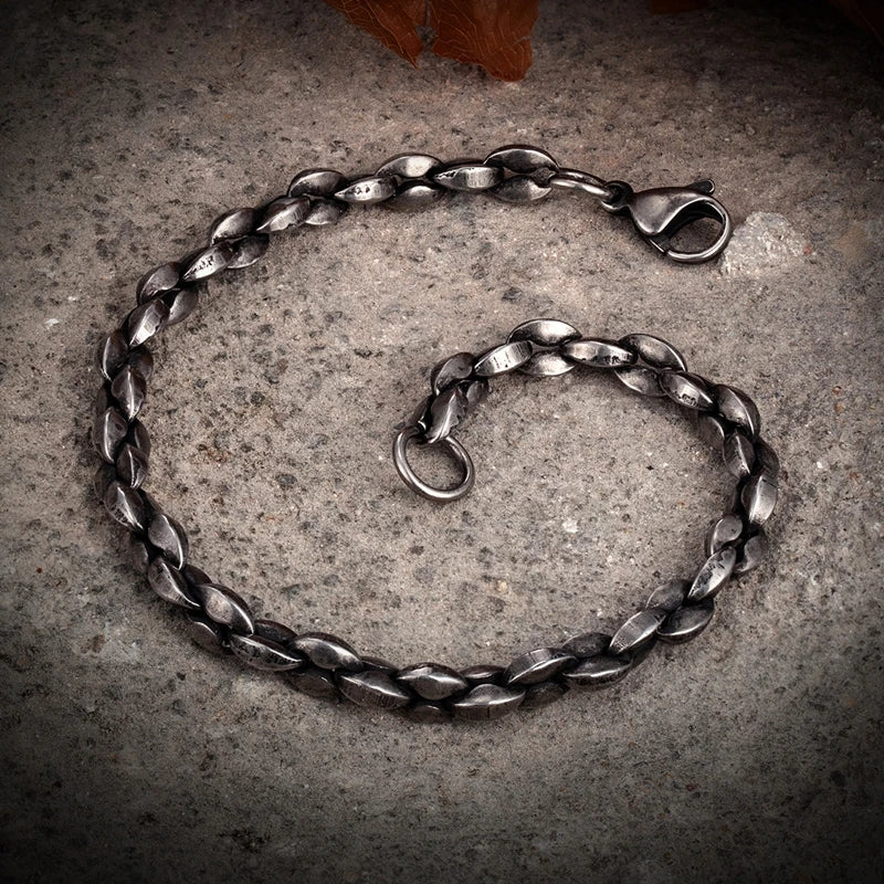 Vintage Punk Chain Bracelet for Men Stainless Steel Antique Cubic Chain