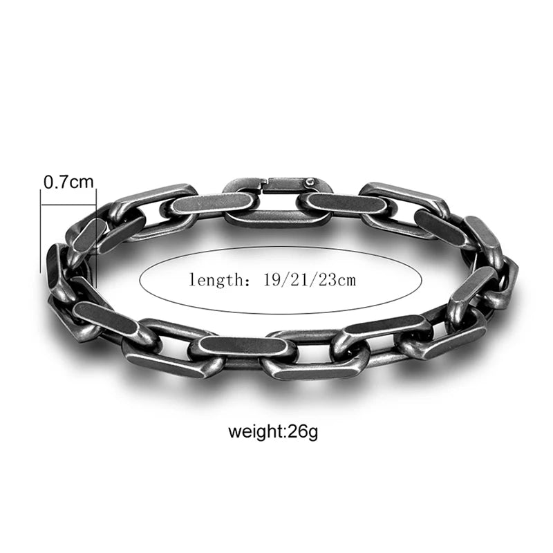 Vintage Oxidized Chain Link Men Bracelet Stainless Steel