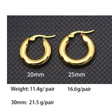 Stainless Steel Hoop Earrings for Women Round Smooth Thick Jewelry