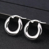 Stainless Steel Hoop Earrings for Women Round Smooth Thick Jewelry