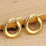 Stainless Steel Hoop Earrings for Women Round Smooth Thick Jewelry
