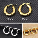 Stainless Steel Hoop Earrings for Women Round Smooth Thick Jewelry
