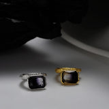 925 Silver Tourmaline Ear Clip No Puncture Square Sugar Cube Earcuff