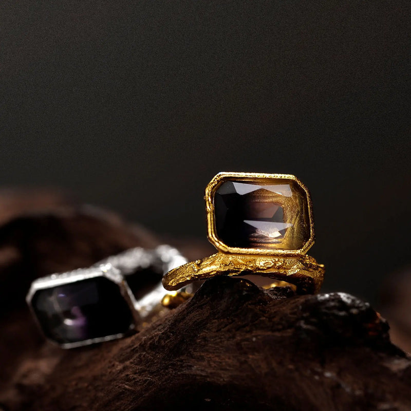 925 Silver Tourmaline Ear Clip No Puncture Square Sugar Cube Earcuff