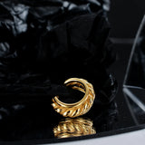 S925 Sterling Silver Twisted Rope No Pierced Wide Round C-Shaped Ear Cuff