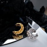 S925 Sterling Silver Twisted Rope No Pierced Wide Round C-Shaped Ear Cuff