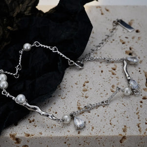 925 Silver Anklet Women Bohemian Shell Pearl Cubic Foot Chain Elasticity