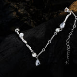 925 Silver Anklet Women Bohemian Shell Pearl Cubic Foot Chain Elasticity