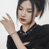 925 Silver Dongling Jade Bracelet Vintage Light Jewelry Gift