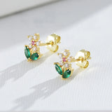 925 Sterling Silver Zircon Flower Earrings Sweet Jewelry