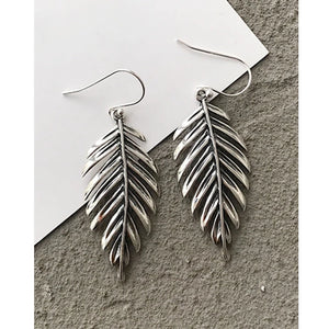 925 Silver Retro Leaves Earrings Women's Jewelry