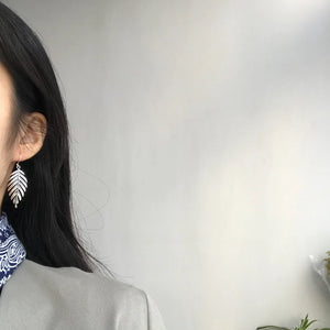 925 Silver Retro Leaves Earrings Women's Jewelry