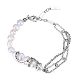 Baroque Pearl Bracelet S925 Sterling Silver Cross Chain Handwear Women