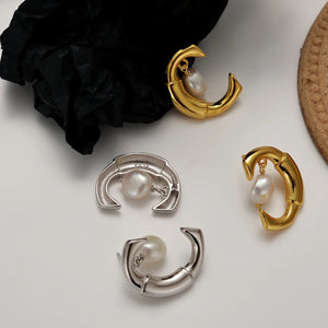 MLKENLY Sterling Silver Baroque Pearl Earrings