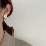 Exaggerated Silver Smooth & Pearl Stud Earrings 925 Sterling Silver