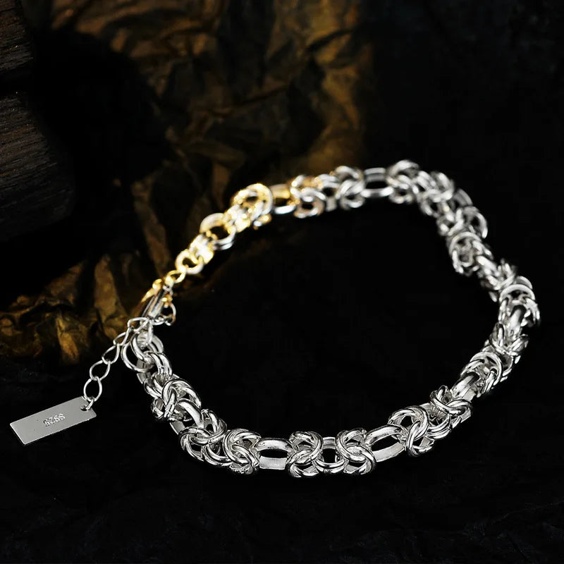 S925 Silver Knot Bracelet Platinum Stacked Bracelet