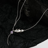 MLKENLY Rice Bead Necklace S925 Sterling Silver Small Pearl Zircon Necklace