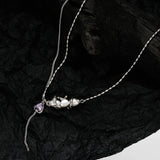 MLKENLY Rice Bead Necklace S925 Sterling Silver Small Pearl Zircon Necklace