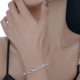 Minimalist S925 Sterling Silver Texture Chain Bracelet for Women
