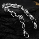 Minimalist S925 Sterling Silver Texture Chain Bracelet for Women