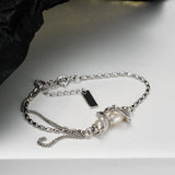 MLKENLY S925 Sterling Silver Rice Bead Bracelet Light Pearl