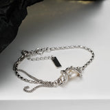 MLKENLY S925 Sterling Silver Rice Bead Bracelet Light Pearl