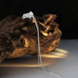 925 Sterling Silver Tassel Chain Ear Clip with Zircon Inlay