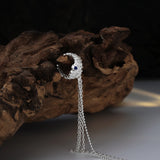 925 Sterling Silver Tassel Chain Ear Clip with Zircon Inlay