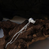 925 Sterling Silver Tassel Chain Ear Clip with Zircon Inlay