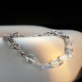MLKENLY Punk Real S925 Sterling Silver Stone Bracelet Women's Stone Bead Chain