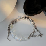 MLKENLY Punk Real S925 Sterling Silver Stone Bracelet Women's Stone Bead Chain