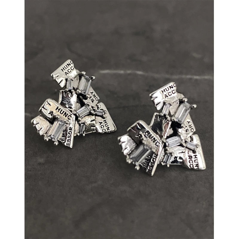 925 Sterling Silver Love Heart Earrings Retro Jewelry
