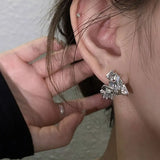 925 Sterling Silver Love Heart Earrings Retro Jewelry