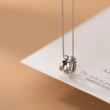 MLKENLY S925 Silver Style Ring Necklace Women's Three ring Geometric