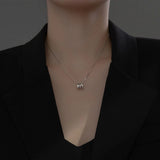 MLKENLY S925 Silver Style Ring Necklace Women's Three ring Geometric