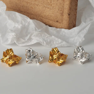 S925 Sterling Stud Earrings Textured Foil Ear Studs Wide Ear Accessories