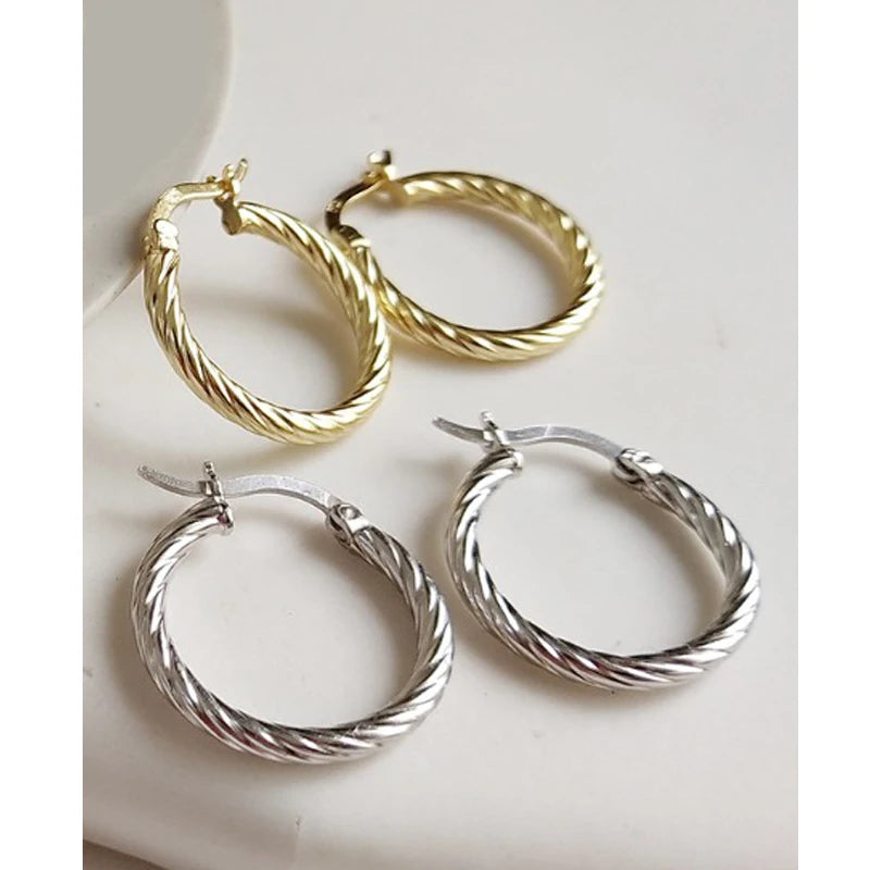 MLKENLY 925 Silver Circle Geometric Round Hoop Earrings