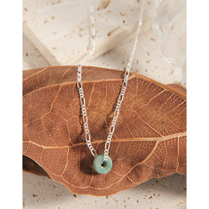 MLKENLY Geometric Chinese Jade Ring Necklace 925 Sterling Silver Jewelry