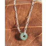 MLKENLY Geometric Chinese Jade Ring Necklace 925 Sterling Silver Jewelry