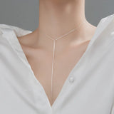 MLKENLY 925 Silver Necklace Y-shaped Chain Sexy Necklace Accessories
