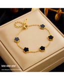 MM Flower Hand Charm Bracelet Earrings for Women Girls Clover Jewelry