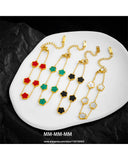 MM Flower Hand Charm Bracelet Earrings for Women Girls Clover Jewelry