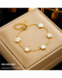 MM Flower Hand Charm Bracelet Earrings for Women Girls Clover Jewelry