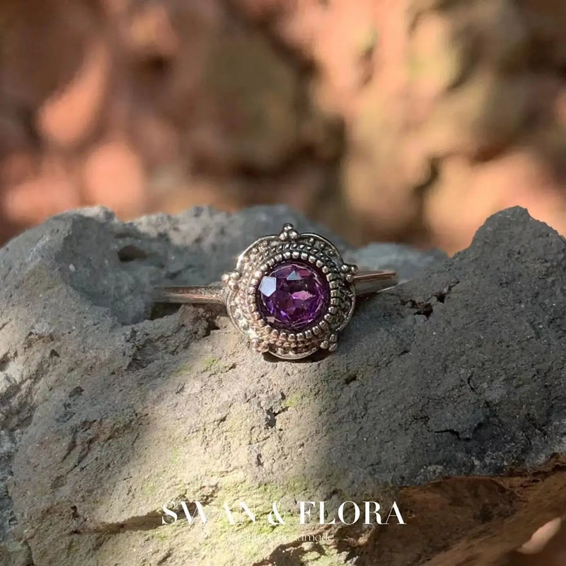 Natural Amethyst Ring Adjustable Female Ring Jewelry Women Gift