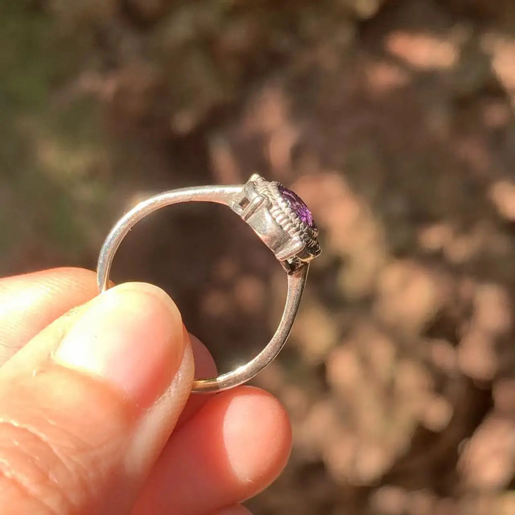 Natural Amethyst Ring Adjustable Female Ring Jewelry Women Gift